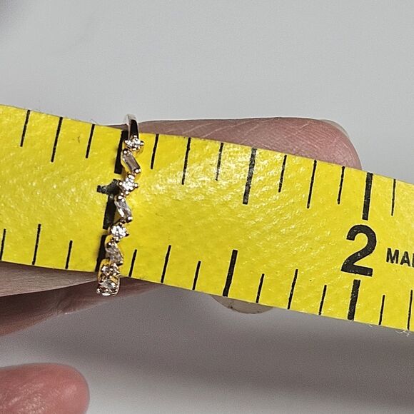 *Sale* Gold Tone Dainty Clear Round And Rectangular Rhinestone Ring Size 5.25 - Picture 8 of 12